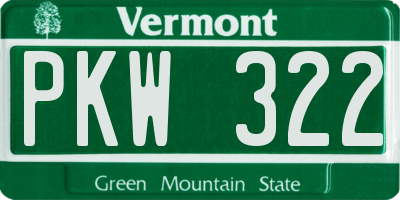 VT license plate PKW322