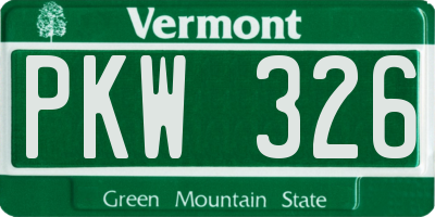 VT license plate PKW326
