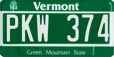 VT license plate PKW374