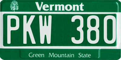 VT license plate PKW380