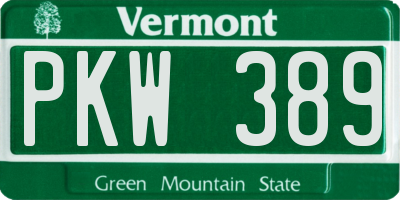 VT license plate PKW389