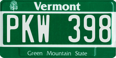 VT license plate PKW398