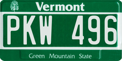 VT license plate PKW496