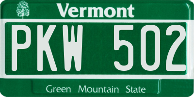 VT license plate PKW502