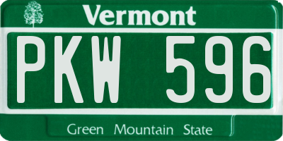 VT license plate PKW596