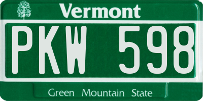 VT license plate PKW598