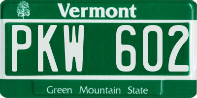 VT license plate PKW602