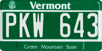 VT license plate PKW643