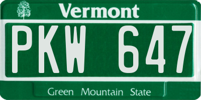 VT license plate PKW647