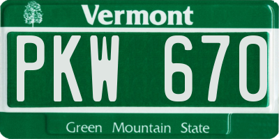 VT license plate PKW670