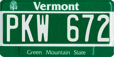 VT license plate PKW672