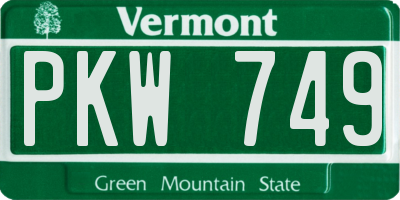 VT license plate PKW749