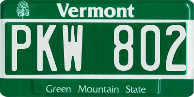VT license plate PKW802