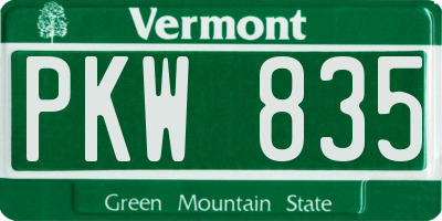 VT license plate PKW835