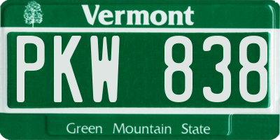 VT license plate PKW838