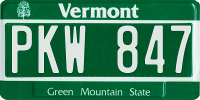 VT license plate PKW847