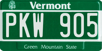 VT license plate PKW905
