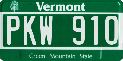 VT license plate PKW910