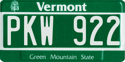 VT license plate PKW922