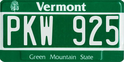 VT license plate PKW925