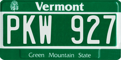VT license plate PKW927