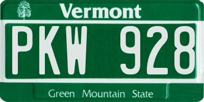VT license plate PKW928