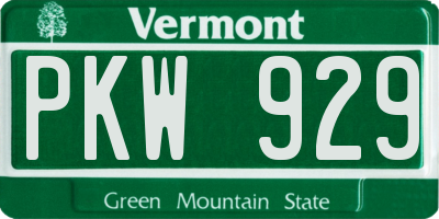 VT license plate PKW929