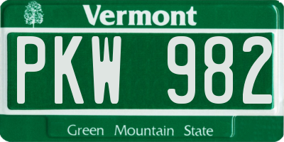 VT license plate PKW982
