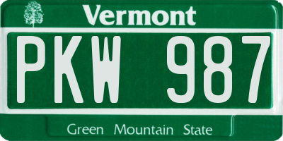 VT license plate PKW987