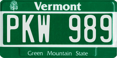 VT license plate PKW989