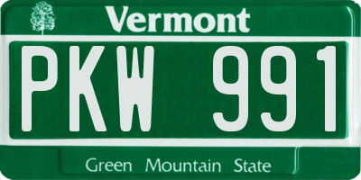 VT license plate PKW991