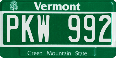VT license plate PKW992