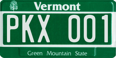 VT license plate PKX001