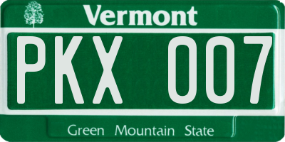 VT license plate PKX007