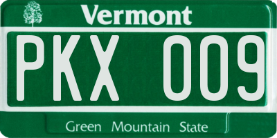 VT license plate PKX009