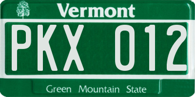 VT license plate PKX012