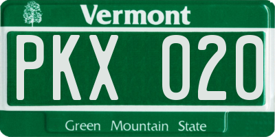 VT license plate PKX020