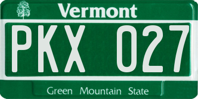 VT license plate PKX027