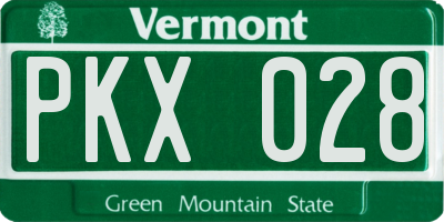VT license plate PKX028