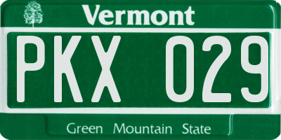 VT license plate PKX029