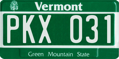 VT license plate PKX031