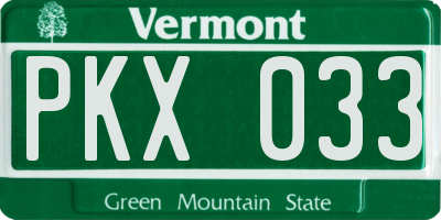 VT license plate PKX033