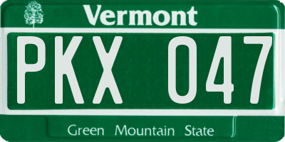 VT license plate PKX047