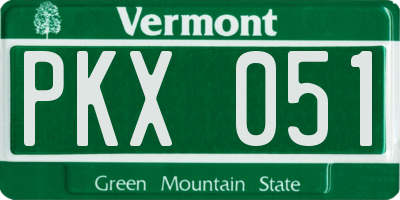 VT license plate PKX051
