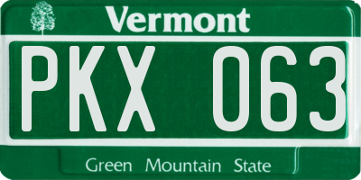 VT license plate PKX063