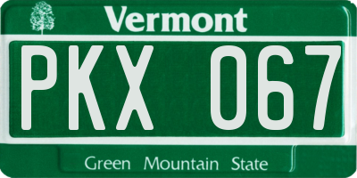 VT license plate PKX067