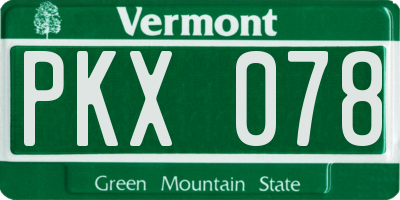 VT license plate PKX078