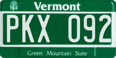 VT license plate PKX092