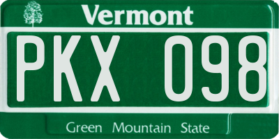 VT license plate PKX098