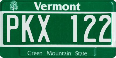 VT license plate PKX122